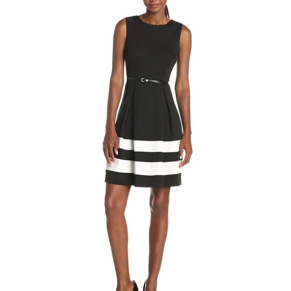 Calvin Klein black and white pleated cupcake style dress. Size 16. - Picture 8 of 10
